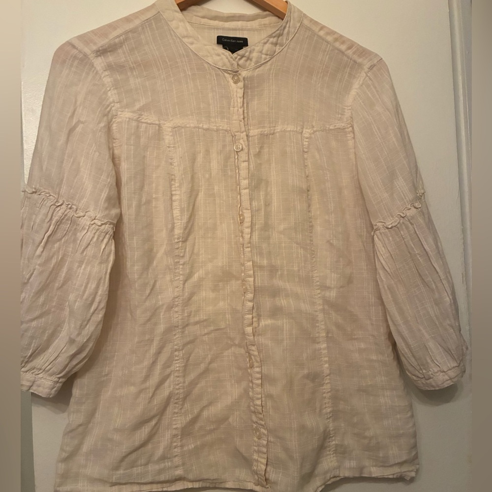 Calvin Klein jeans women’s peasant blouse sheer